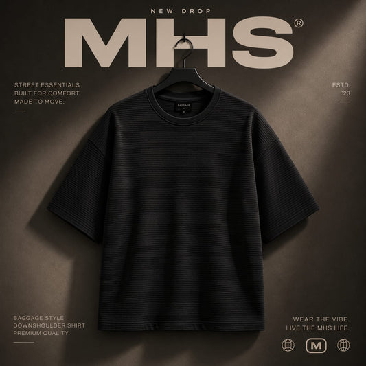 Premium Textured Crew Neck T-Shirt – Black
