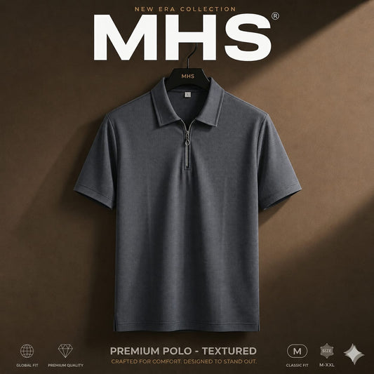 Premium Textured Zip Polo Shirt