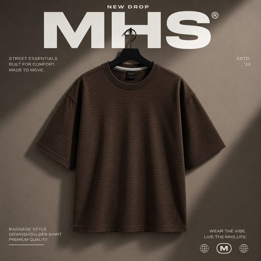 Premium Textured Crew Neck T-Shirt – Coffee Brown