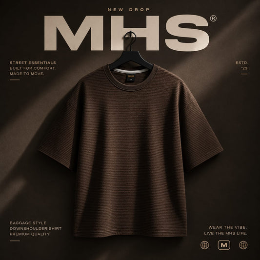 Premium Textured Crew Neck T-Shirt – Coffee Brown