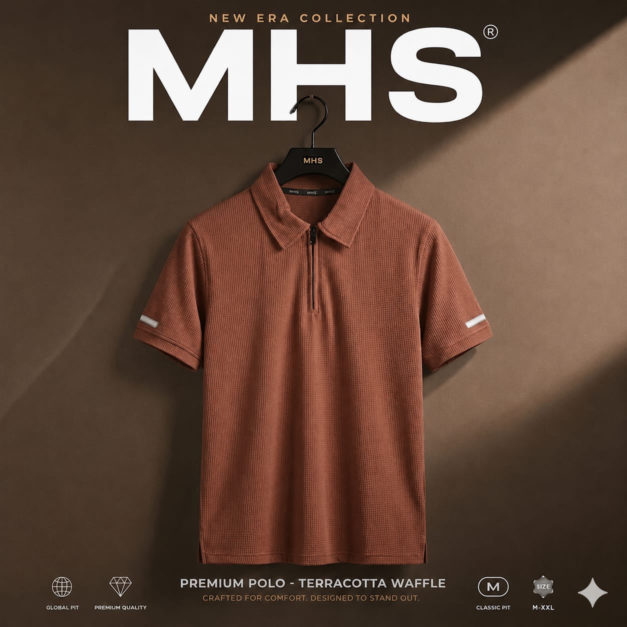 Premium Textured Zip Polo Shirt