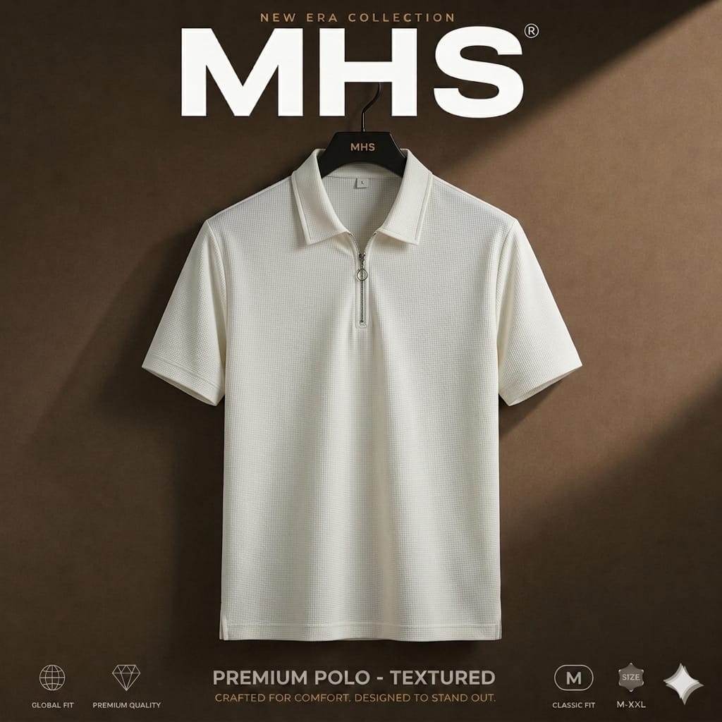 Premium Textured Zip Polo Shirt